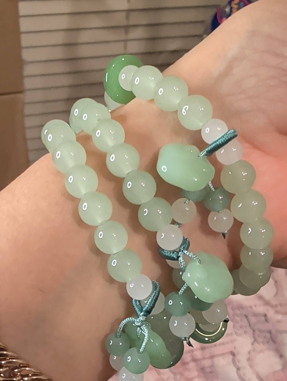 3 Green Jade Beaded Bracelet - Elegant Women’s Jewelry